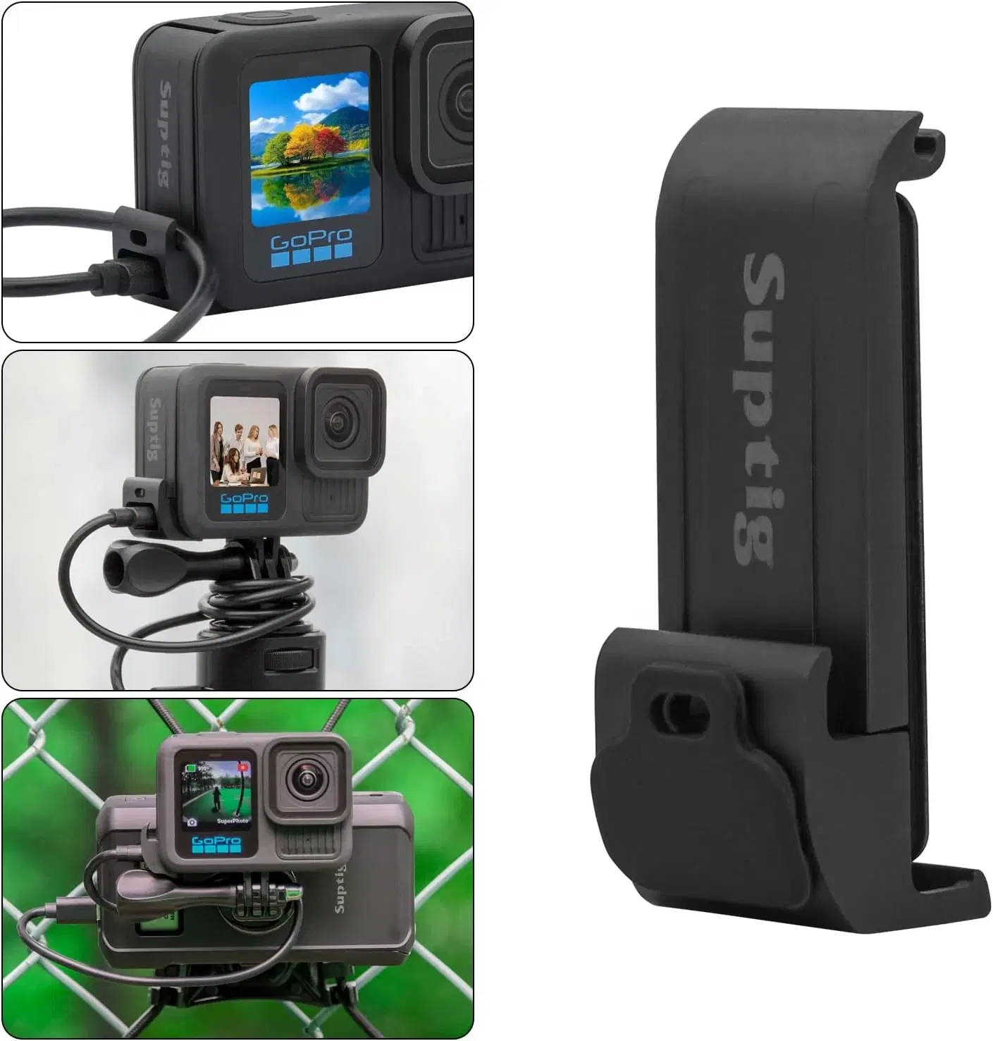 GoPro Hero 12 replacement battery door with charging passthrough